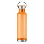Bottle with bamboo lid & steel handle, 800 ml transparent orange colour