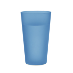 Reusable PP cup with frosted finish surface, 500 ml transparent blue colour