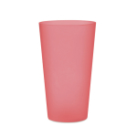 Reusable PP cup with frosted finish surface, 500 ml transparent red colour