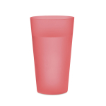 Reusable PP cup with frosted finish surface, 500 ml transparent red colour