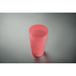 Reusable PP cup with frosted finish surface, 500 ml transparent red colour