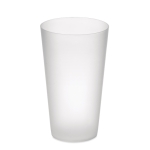 Reusable PP cup with frosted finish surface, 500 ml transparent white colour