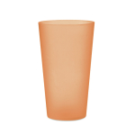 Reusable PP cup with frosted finish surface, 500 ml transparent orange colour