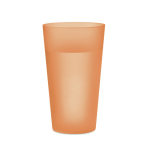 Reusable PP cup with frosted finish surface, 500 ml transparent orange colour