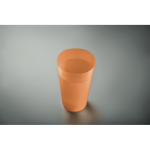 Reusable PP cup with frosted finish surface, 500 ml transparent orange colour