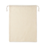 Cotton mesh grocery bag with closure beige colour