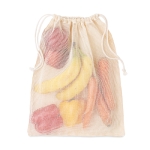 Cotton mesh grocery bag with closure beige colour third view