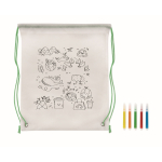 Non-woven backpack & pens with colourable design for children second view