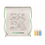 Non-woven backpack & pens with colourable design for children second main view