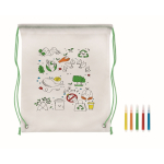 Non-woven backpack & pens with colourable design for children fourth view