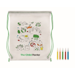 Non-woven backpack & pens with colourable design for children fourth main view