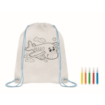 Non-woven backpack & pens with colourable design for children