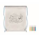Non-woven backpack & pens with colourable design for children second view