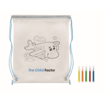 Non-woven backpack & pens with colourable design for children second main view