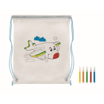 Non-woven backpack & pens with colourable design for children fourth view