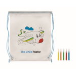 Non-woven backpack & pens with colourable design for children fourth main view