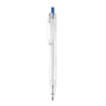 Pen with coloured clip made from recycled plastic, blue ink blue colour