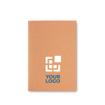 Eco A5 notebook with cardboard cover, cream pages view with print area