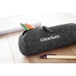 Simple pencil case made of RPET felt dark grey colour main ambient view
