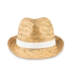 Straw hat with ribbon for summer events / giveaways white colour second view