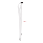RPET lanyard with metal carabiner and safety clasp, 20mm white colour