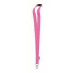 RPET lanyard with metal carabiner and safety clasp, 20mm pink colour