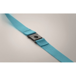 RPET lanyard with metal carabiner and safety clasp, 20mm turquoise colour sixth photographic view