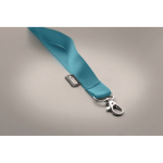 RPET lanyard with metal carabiner and safety clasp, 20mm turquoise colour seventh photographic view