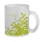 Frosted glass mug with ice effect finish, 340 ml white colour image with logo