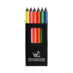 6 neon-coloured pencils in box, Funky black colour image with logo 2