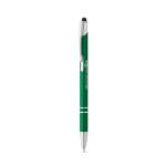 Aluminium touch pen ballpoint pen with blue ink green colour image with logo 3