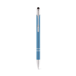 Aluminium touch pen ballpoint pen with blue ink light blue colour