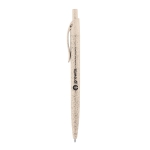 Eco ballpoint pen wheat straw with blue ink light wood colour image with logo