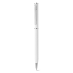 Rotatable metal ballpoint pen with blue ink white colour