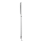 Rotatable metal ballpoint pen with blue ink matt silver colour second view