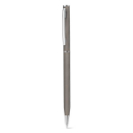 Rotatable metal ballpoint pen with blue ink titanium colour