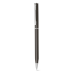 Rotatable metal ballpoint pen with blue ink titanium colour second view