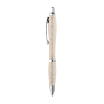 Wheat straw ballpoint pen in different colours, blue ink light wood colour