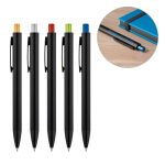 Aluminium pen with matte finish and push button, blue ink various colours