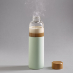 Glass bottle with bamboo lid and silicone sleeve, 500 ml light-green colour fourth view