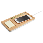 Desk organiser with phone charging station, bamboo surface natural colour third view