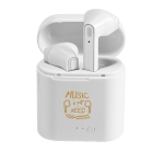 Earphones with Bluetooth 5.0, Shuffle white colour image with logo