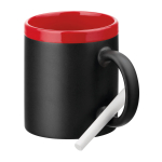 Printed ceramic chalkboard mug with chalk, 330 ml red colour
