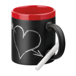 Printed ceramic chalkboard mug with chalk, 330 ml red colour third view