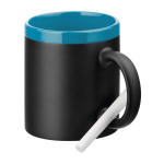 Printed ceramic chalkboard mug with chalk, 330 ml light blue colour