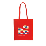 Coloured cotton bag with long handles 105 g/m² red colour image with logo 2