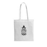 Coloured cotton bag with long handles 105 g/m² white colour image with logo 2