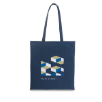 Coloured cotton bag with long handles 100 g/m² navy-blue colour image with logo