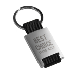 Metal keyring in various colours black colour image with logo