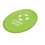 Folding polyester flying disc 190T, supplied in pouch lime colour image with logo